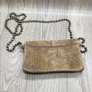 Free People Tan Leather crossbody bag with Beaded Strap